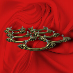 Vintage Lot 9 x Amerock Fruit Natural Elegance Drawer Handles Pulls Brass 1332